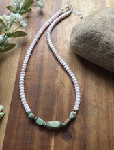 Load image into Gallery viewer, Sterling Silver Pink Conch Green Turquoise Nuggets Bead Necklace 18 inch Gift