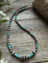 Load image into Gallery viewer, Blue Turquoise Multi Graduated Sterling Silver Pearls Bead Necklace 18 Inch