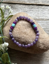 Load image into Gallery viewer, Multi Stone Purple 6.5 Inch Stretch Elastic Stretchy Bead Bracelet Gift