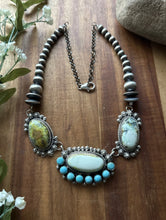 Load image into Gallery viewer, Navajo Sterling Silver Palomino Turquoise Chain Lariat Necklace K Yazzie
