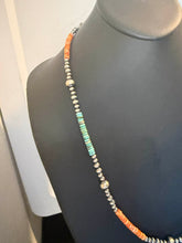 Load image into Gallery viewer, Sterling silver turquoise spiny oyster 30 inch necklace