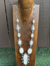 Load image into Gallery viewer, Navajo Sterling Silver White Buffalo Turquoise Lariat Necklace Set Mary Ellen
