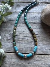 Load image into Gallery viewer, Sterling Silver Blue Green Turquoise Pearls Bead Necklace 18 inch Gift