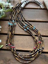 Load image into Gallery viewer, Sterling Silver Multi Strand Stone Tigers Eye Pearls Bead Necklace 24 Inch
