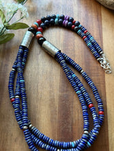 Load image into Gallery viewer, Sterling Silver Multi Strand Stone Lapis Pearls Bead Necklace 26 Inch Navajo RD