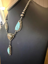 Load image into Gallery viewer, Navajo sterling silver Roy stone turquoise Lamat necklace