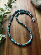 Load image into Gallery viewer, Sterling Silver Blue Turquoise W Multi Bead Pearls Necklace. 24 inch. Gift