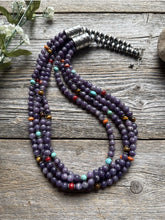 Load image into Gallery viewer, Sterling Silver Multi Strand Stone Purple Pearls Bead Necklace. 24 inch