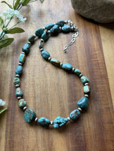 Load image into Gallery viewer, Sterling Silver Turquoise Nuggets Multi Stone Bead Necklace. 18 inch