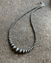 Load image into Gallery viewer, 4mm - 8mm Single Graduated Sterling Silver Oxidized Pearls Bead Necklace 24 Inch