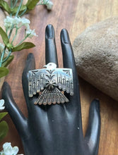 Load image into Gallery viewer, Navajo Sterling Silver Thunderbird Stamped Adjustable Ring Sunshine Reeves