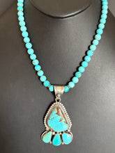 Load image into Gallery viewer, Handmade Navajo Turquoise Pendent Sterling Silver .
Turquoise W Silver Necklace