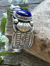 Load image into Gallery viewer, Native American Sterling Silver Lapis Cuff Bracelet. T Jon