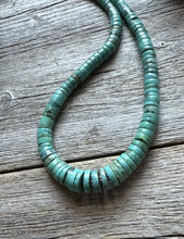 Load image into Gallery viewer, Sterling Silver Graduated Heishi Turquoise Bead Necklace. 18 inch