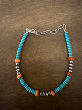 Load image into Gallery viewer, Sterling silver turquoise anklet 9 to 11 inches
