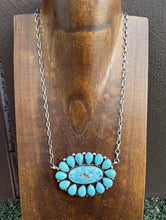 Load image into Gallery viewer, Navajo Sterling Silver Blue Turquoise Cluster Adjustable Chain Necklace PJ