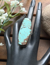Load image into Gallery viewer, Navajo Native Sterling Silver Number 8 Turquoise Adjustable Ring Leslie Nez Gift