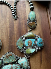 Load image into Gallery viewer, Navajo Sterling Silver Blue Green Royston Turquoise Cluster Lariat Necklace KY