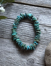 Load image into Gallery viewer, Blue Green Turquoise Nuggets 7 Inch Stretch Elastic Stretchy Bead Bracelet Gift
