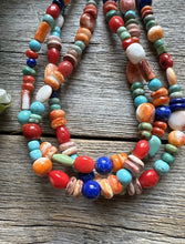 Load image into Gallery viewer, Sterling Silver Multi Strand Multi Stone Bead Necklace. 16 inch