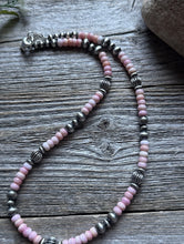 Load image into Gallery viewer, Southwestern Sterling Silver Pink Conch W Pearls Bead Necklace 18 inch Gift