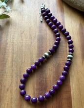 Load image into Gallery viewer, Sterling Silver Dyed Purple Sugilite Bead Necklace. 18 inch. Gift