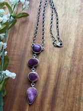 Load image into Gallery viewer, Navajo Sterling Silver Purple Spiny Oyster Lariat Chain Necklace C Shorty
