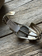 Load image into Gallery viewer, Navajo Native Sterling Silver Turquoise Cluster Cuff Bracelet Nathaniel Kirly