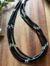 Load image into Gallery viewer, Sterling Silver Multi Strand Black Onyx Turquoise Pearls Bead Necklace. 26 Inch