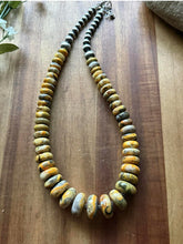 Load image into Gallery viewer, Sterling Silver Graduated Bumblebee Jasper Pearls Bead Necklace 18 inch