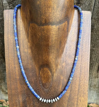 Load image into Gallery viewer, Southwestern 925 Sterling Silver Lapis Pearls Bead Necklace 18 Inch