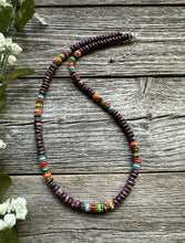 Load image into Gallery viewer, Sterling Silver Multi Stone Purple Spiny Oyster Bead Necklace 18 Inch Gift