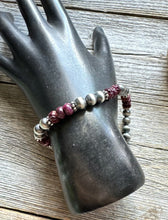 Load image into Gallery viewer, Purple Spiny Oyster 6mm 7 Inch Stretch Sterling Silver Pearls Bead Bracelet Gift