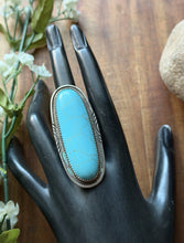 Load image into Gallery viewer, Vintage Old Pawn Navajo Sterling Silver Blue Turquoise Ring Size 7.5 Signed