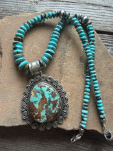Load image into Gallery viewer, Navajo sterling silver turquoise pendant necklace etta Endito