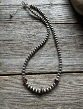Load image into Gallery viewer, Sterling Silver 4mm Pearls Purple Spiny Oyster Bead Necklace Choker 14 inch