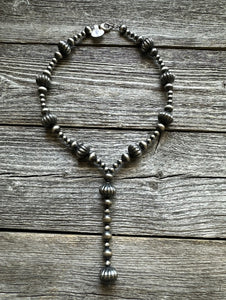 Sterling Silver Pearls W Corrugated Bead Necklace. 22 Inch
