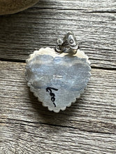 Load image into Gallery viewer, Navajo Sterling Silver White Buffalo Turquoise Heart Pendant. H Piasso