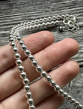 Load image into Gallery viewer, Sterling Silver 5mm 21 Inch Shiny Pearls Bead Necklace