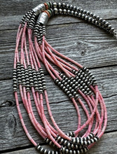 Load image into Gallery viewer, Sterling Silver Multi Strand Pink Coral W Pearls Bead Necklace 30 Inch