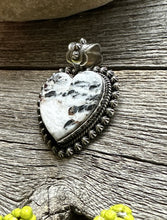 Load image into Gallery viewer, Navajo Sterling Silver White Buffalo Turquoise Heart Pendant. H Piasso