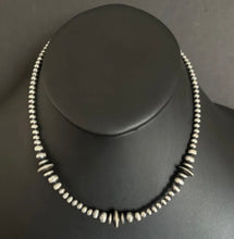 Load image into Gallery viewer, Sterling Silver Saucer Round Pearls Bead Necklace. 16 Inch