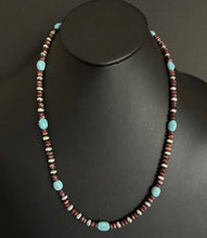 Load image into Gallery viewer, Sterling Silver Purple Spiny Oyster W Turquoise Bead Necklace. 24 Inch
