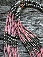 Load image into Gallery viewer, Sterling Silver Multi Strand Pink Coral W Pearls Bead Necklace 30 Inch