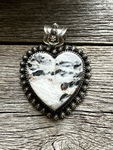 Load image into Gallery viewer, Navajo Sterling Silver White Buffalo Turquoise Heart Pendant. H Piasso