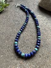 Load image into Gallery viewer, Sterling Silver Lapis Turquoise Bead Necklace. 19 inch