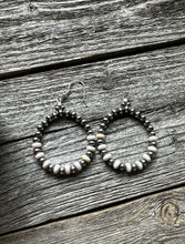 Load image into Gallery viewer, Sterling Silver Pink Conch W Pearls Bead Hoop Earrings. 2.5 Inch.