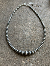 Load image into Gallery viewer, Sterling Silver 4mm Graduated Navajo Pearls Bead Necklace. 14 inch Choker