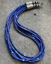 Load image into Gallery viewer, Sterling Silver Multi Strand Multi Stone Lapis Bead Necklace. 22 Inch