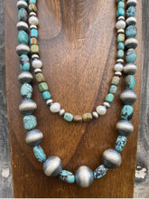 Load image into Gallery viewer, Set of 2 Sterling Silver Turquoise Bead Necklaces. Layered. Gift Combo